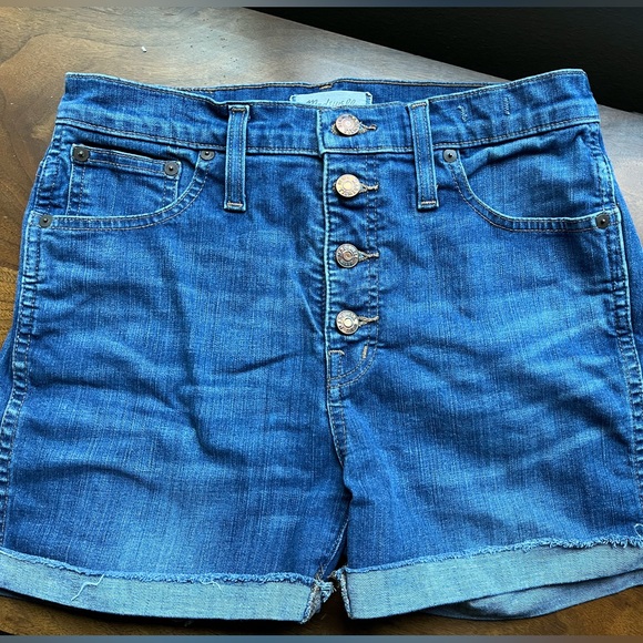 Madewell 10" Skinny High Riser Denim Shorts Button Front - Picture 5 of 13